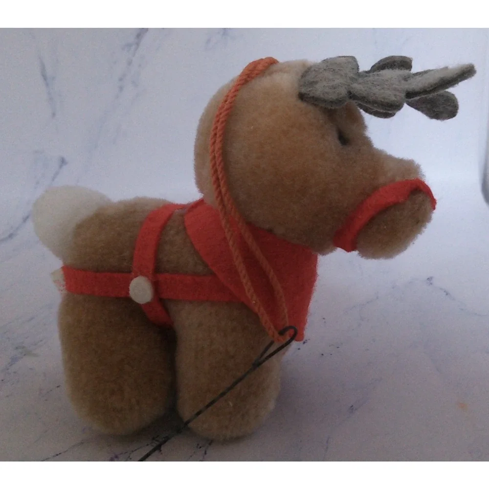 Vintage 1985 McDonalds Coca Cola Plush Reindeer Christmas Tree Ornament